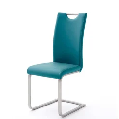 Wohnen Wohnzimmerstühle*Esszimmer Freischwinger in Petrol Blau Laida Kunstleder (4er Set)