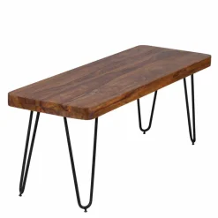 Wohnen Küchenbänke|Esszimmerbänke*Esszimmer Holzbank aus Sheesham massiv Tohema mit Metall Gestell