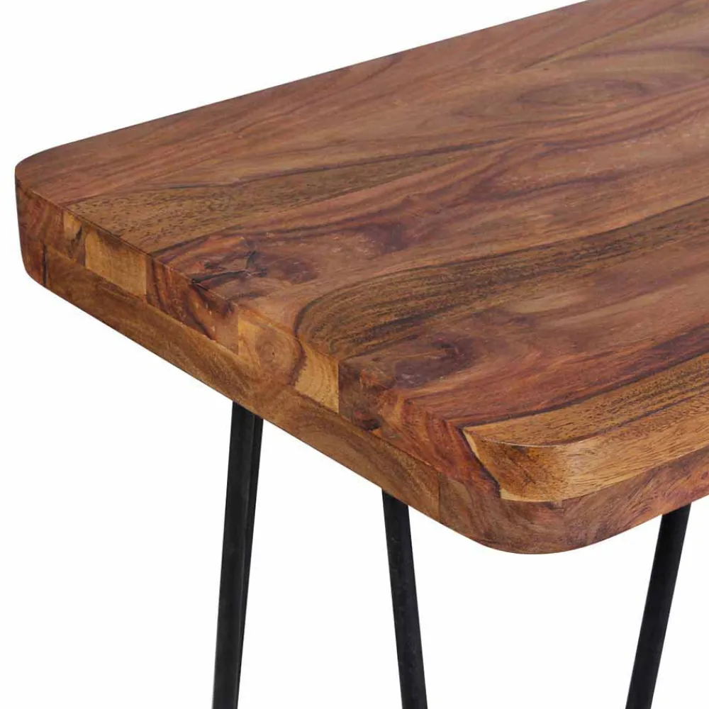 Wohnen Küchenbänke|Esszimmerbänke*Esszimmer Holzbank aus Sheesham massiv Tohema mit Metall Gestell