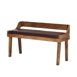 Wohnen Küchenbänke|Esszimmerbänke*Esszimmer Holzbank mit Lehne & Ledersitz - Zimoni