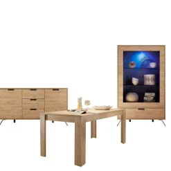 Wohnen Esszimmer Möbel Set in Eiche - Rodonda (dreiteilig)