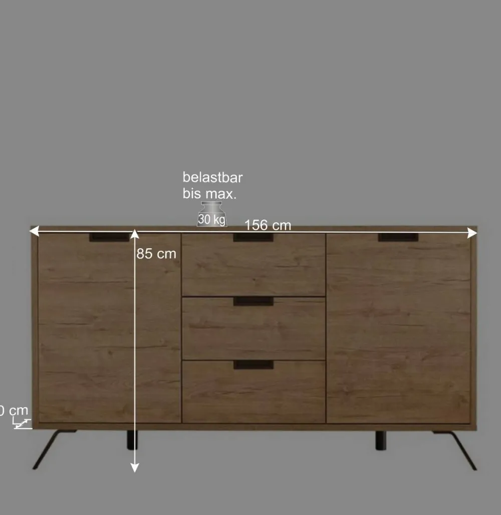 Wohnen Esszimmer Möbel Set in Eiche - Rodonda (dreiteilig)