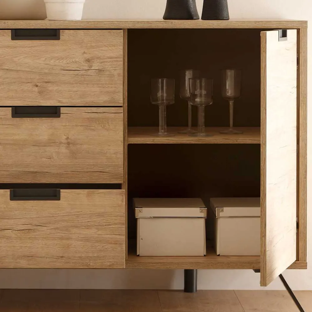 Wohnen Esszimmer Möbel Set in Eiche - Rodonda (dreiteilig)