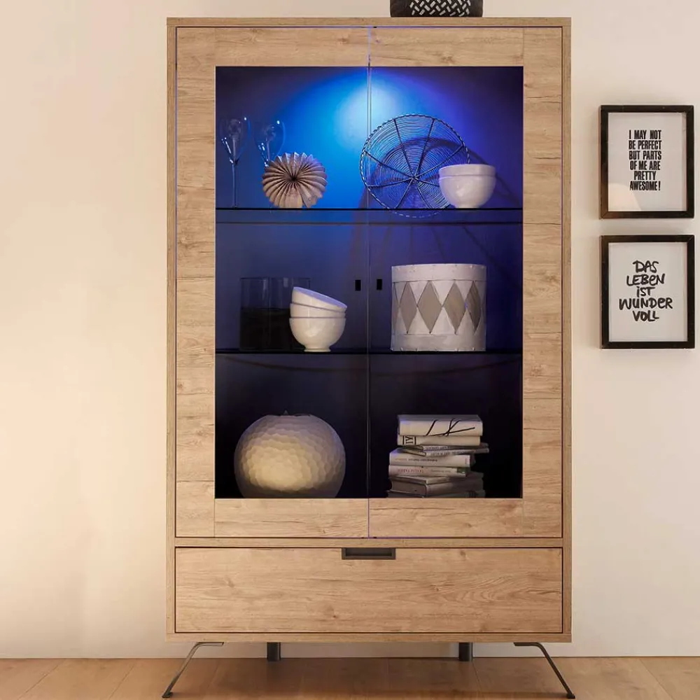 Wohnen Esszimmer Möbel Set in Eiche - Rodonda (dreiteilig)