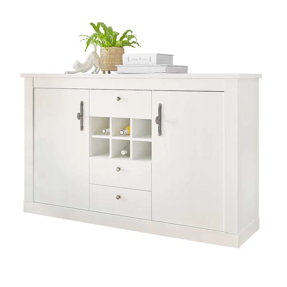 Wohnen Esszimmer Möbel Set in weißer Holzoptik Pinie - Liancos (vierteilig)