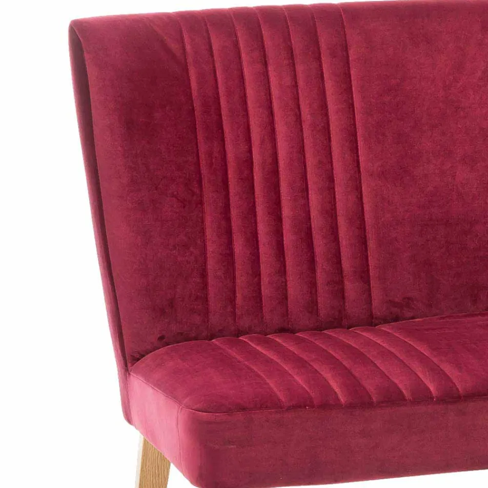 Wohnen Esszimmer Polsterbank in Velours Pink Dunkel Neo & Eiche