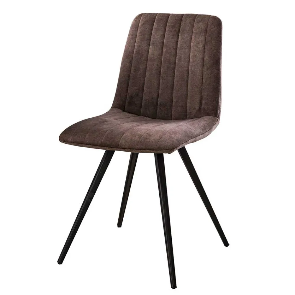Wohnen Schwarze Möbel|Küchenstühle*Esszimmer Retrostühle in Taupe Samt - Ansga (4er Set)