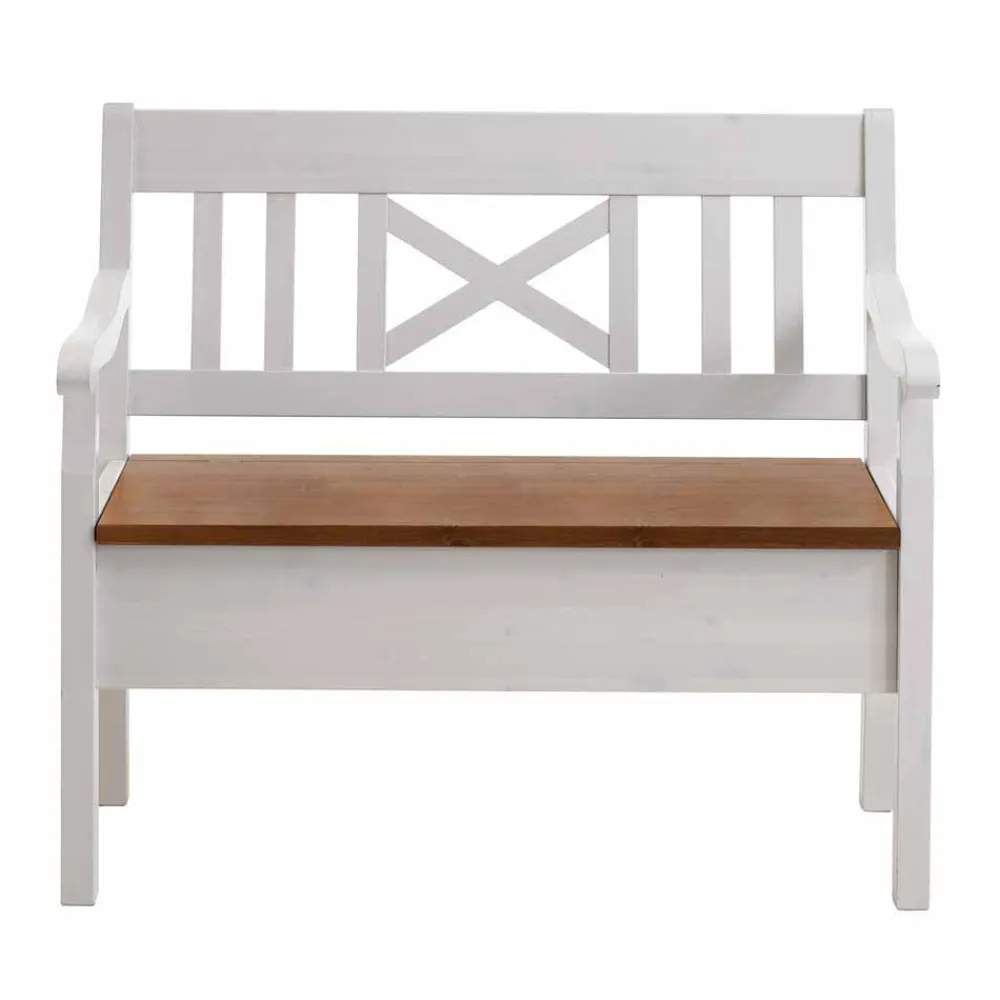 Wohnen Schuhschränke|Küchenbänke*Esszimmer Sitzbank Barlad in Weiß Kiefer massiv