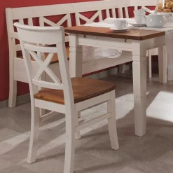 Wohnen Küchen-Essgruppen|Essgruppen*Esszimmer Sitzecke Barlad in Weiß Bernstein (vierteilig)