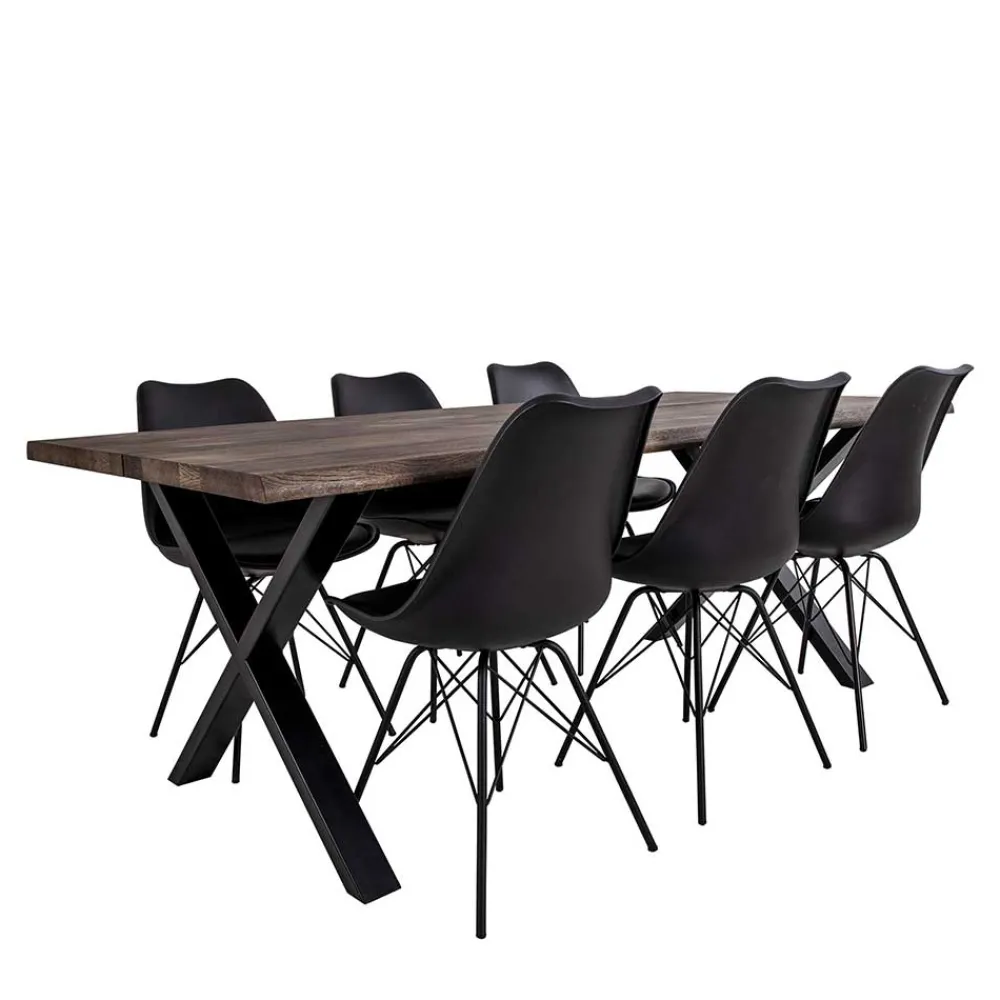 Wohnen Schwarze Möbel|Küchen-Essgruppen*Esszimmer Sitzgruppe als Set - Comi (siebenteilig)