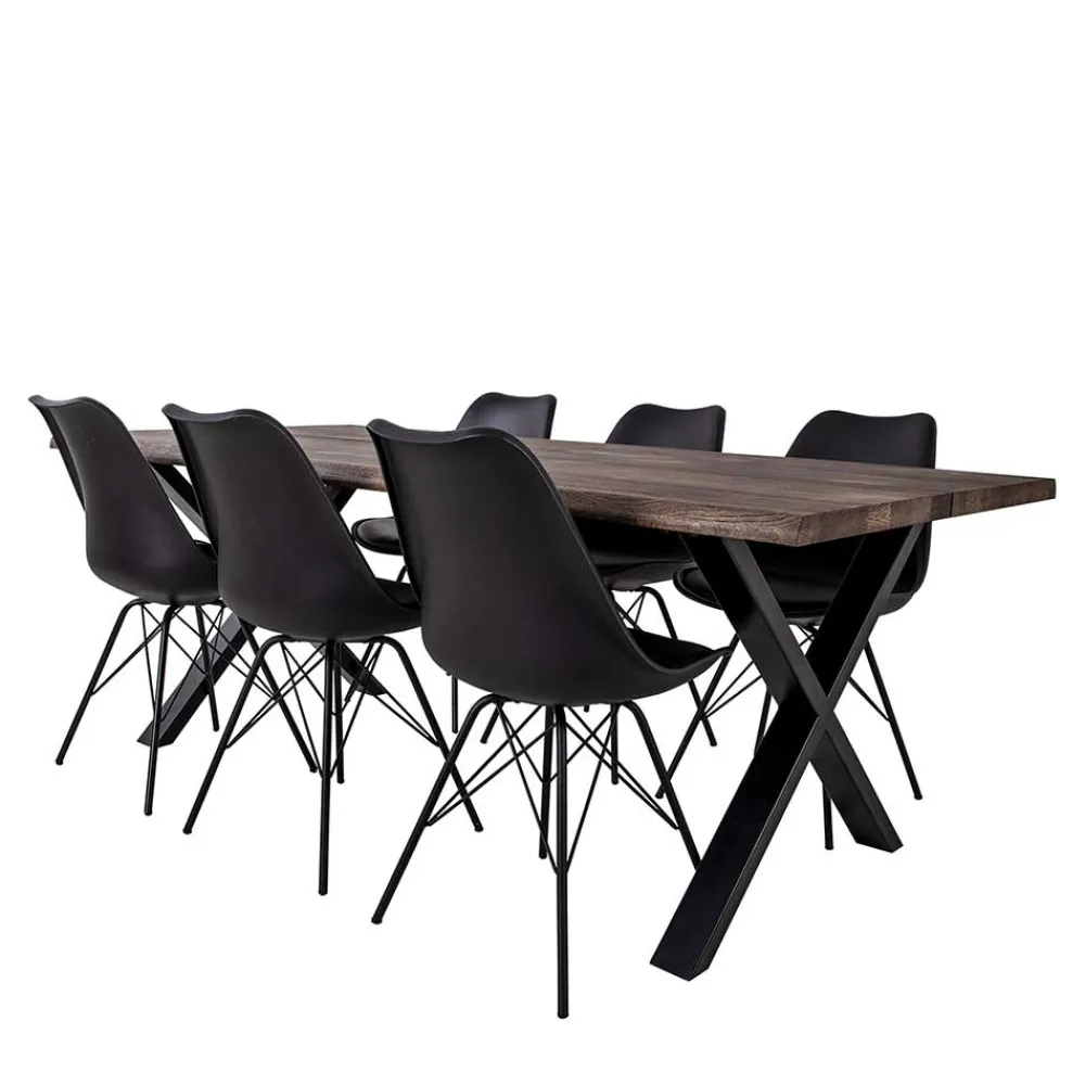 Wohnen Schwarze Möbel|Küchen-Essgruppen*Esszimmer Sitzgruppe als Set - Comi (siebenteilig)