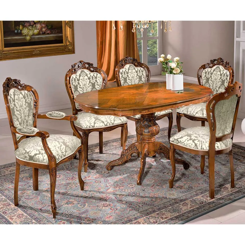 Wohnen Sitzgruppe|Küchen-Essgruppen*Esszimmer Sitzgruppe im Barock Stil - Ursanna (sechsteilig)