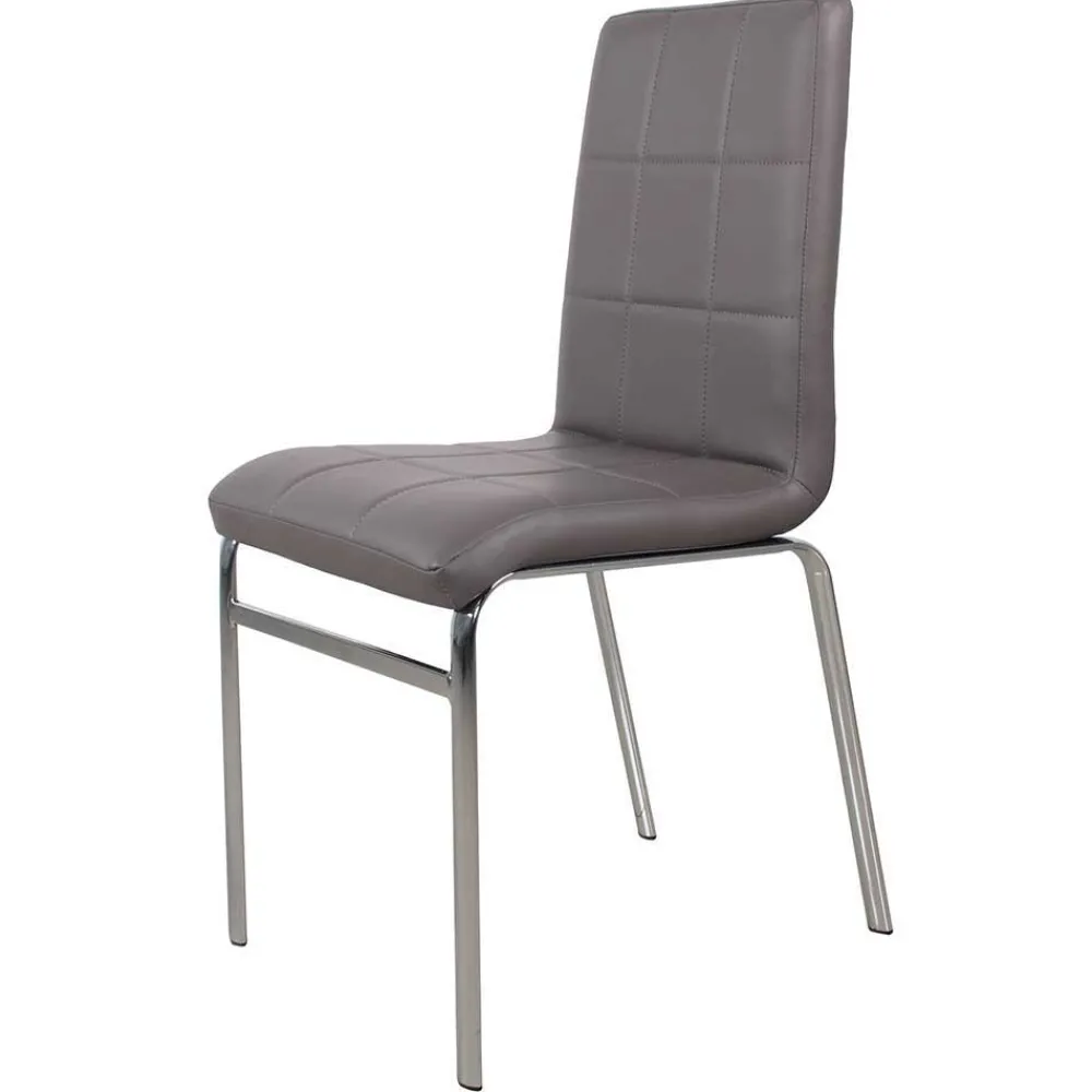 Wohnen Esszimmer Sitzgruppe in Grau & Weiß Sisela mit Kunstleder Stühlen (fünfteilig)