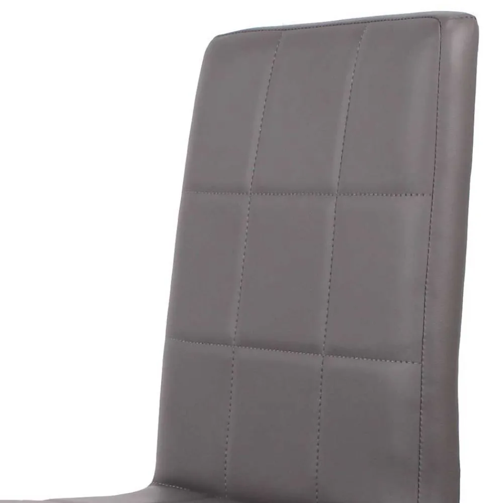 Wohnen Esszimmer Sitzgruppe in Grau & Weiß Sisela mit Kunstleder Stühlen (fünfteilig)