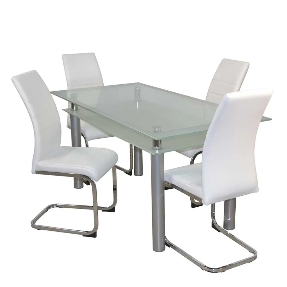 Wohnen Esszimmer Sitzgruppe mit Glastisch - Yulmatro (fünfteilig)