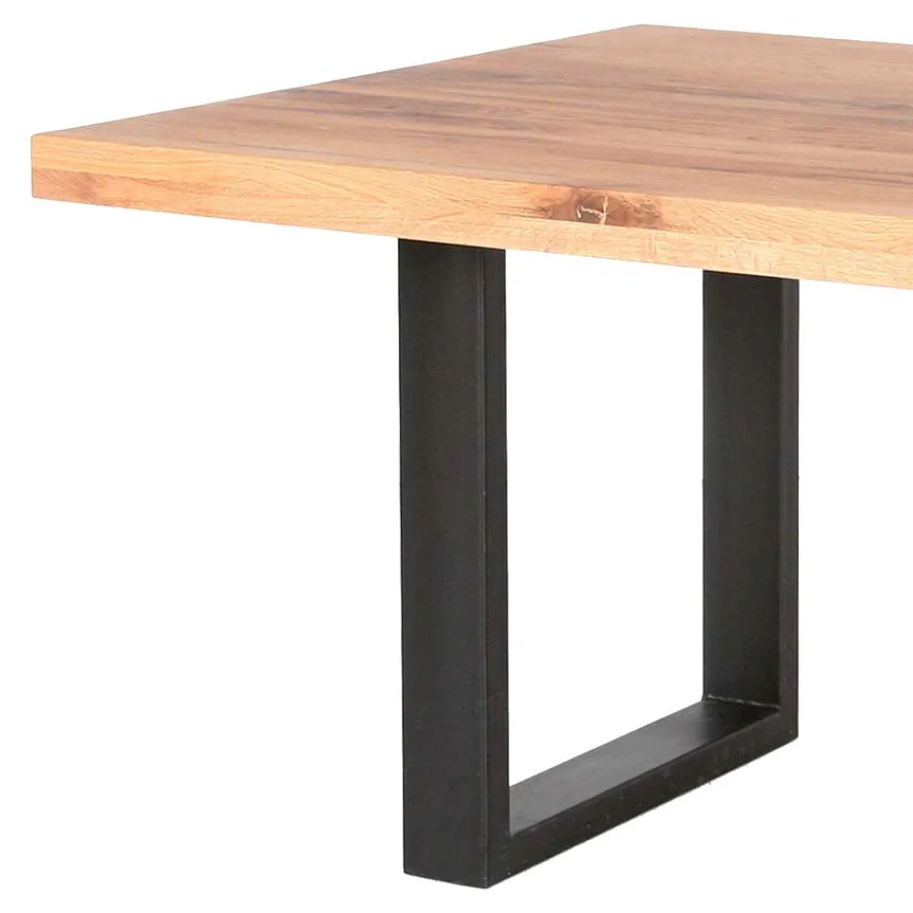 Wohnen Schwarze Möbel|Naturholzmöbel*Esszimmer Tisch Vigo aus Balken Eiche