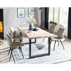 Wohnen Esszimmer Tischgruppe mit 4 Stühlen - Tilveta I (fünfteilig)