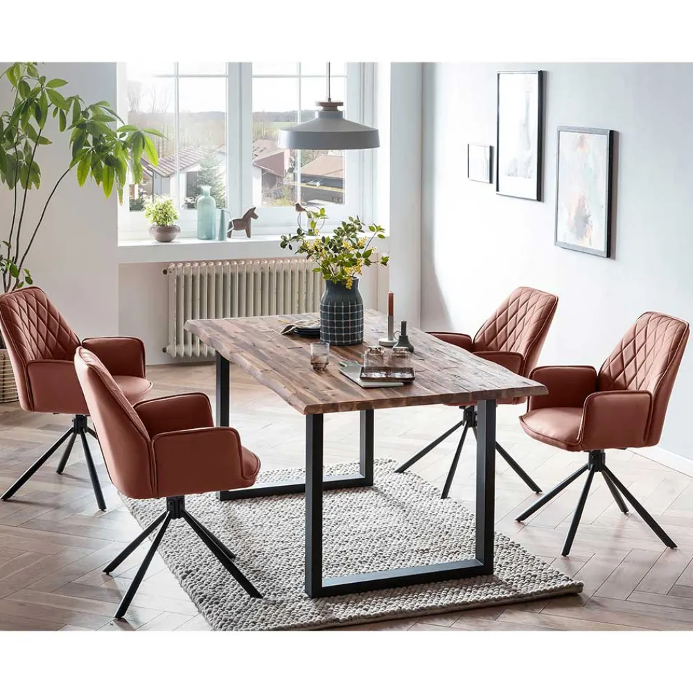 Wohnen Sitzgruppe|Küchen-Essgruppen*Esszimmer Tischgruppe mit Drehstühlen - Conny (fünfteilig)