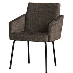 Wohnen Esszimmer Tischsessel in Graubraun Stoff - Davos (2er Set)