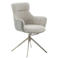 Wohnen Küchenstühle|Wohnzimmerstühle*Esszimmer-Armlehnenstuhl in Lichtgrau - Delamaro (2er Set)