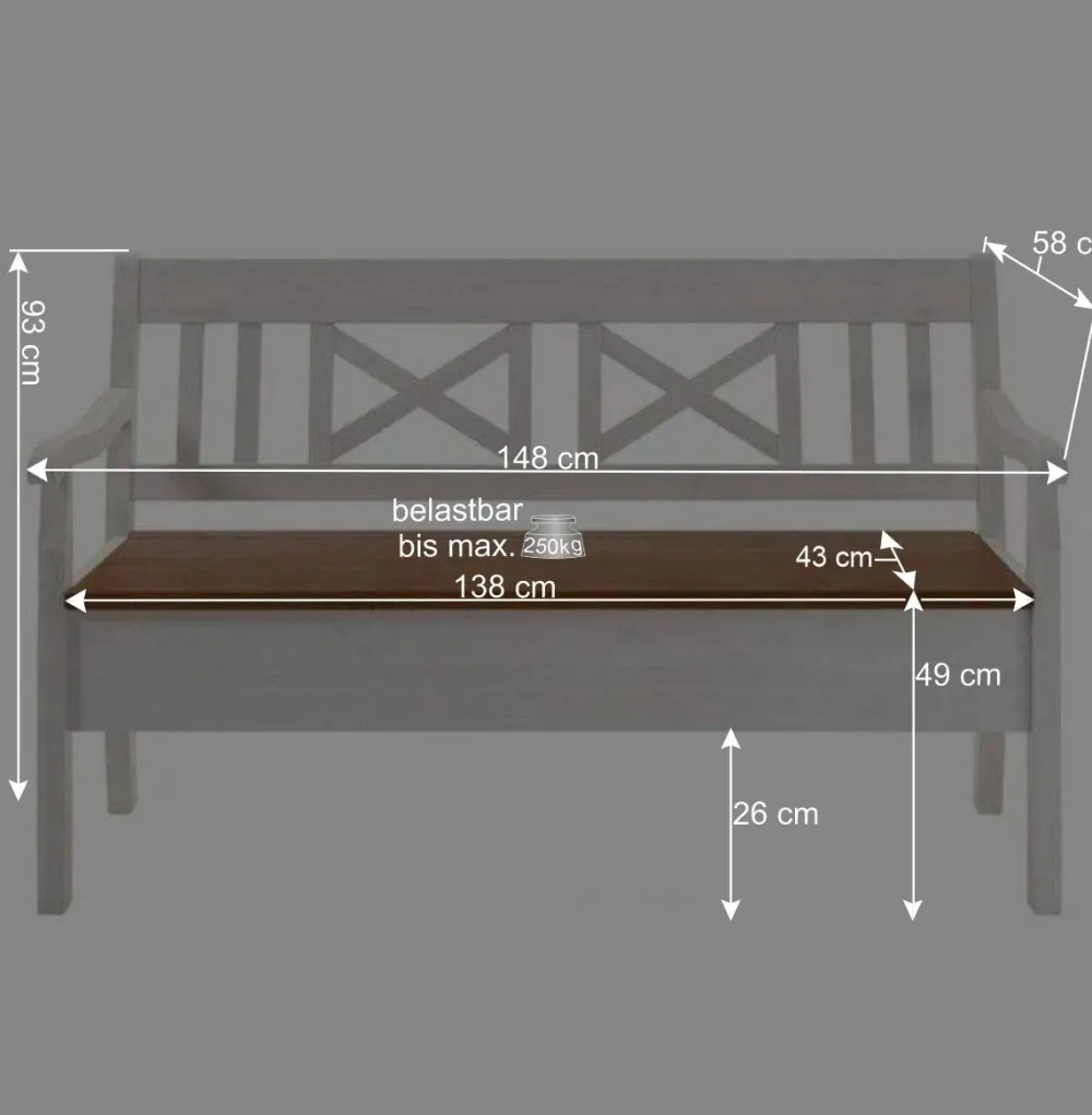 Wohnen Esszimmerbank Barlad mit Armlehnen und Truhe