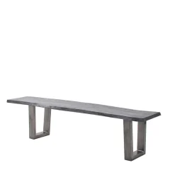 Wohnen Loft Möbel|Industrial Möbel*Esszimmerbank in Akazie Grau und Altsilber - Moggia