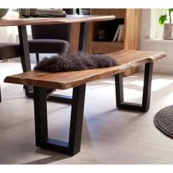 Wohnen Gartenbänke|Küchenbänke*Esszimmerbank mit Trapez-Bügelbeinen Anthrazit - Ramino