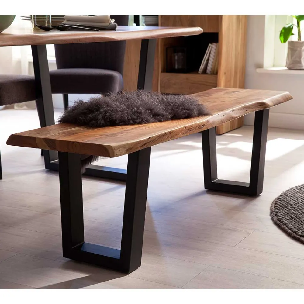 Wohnen Gartenbänke|Küchenbänke*Esszimmerbank mit Trapez-Bügelbeinen Anthrazit - Ramino