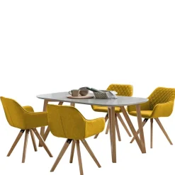 Wohnen Skandinavische Möbel*Esszimmergarnitur mit Polsterstühlen - Mint (fünfteilig)