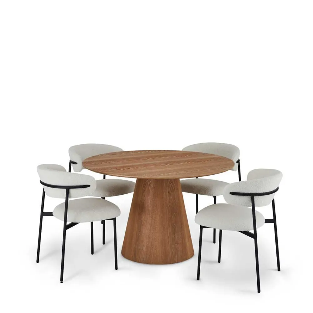 Wohnen Esszimmergruppe im Skandi Design - Bean (fünfteilig)