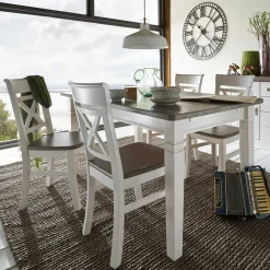 Wohnen Küchen-Essgruppen|Sitzgruppe*Esszimmergruppe Yoan in Weiß Grau (fünfteilig)