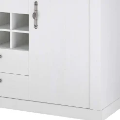 Wohnen Esszimmer Komplett*Esszimmermöbel Kombi in weißer Holzoptik Pinie - Liancos (vierteilig)