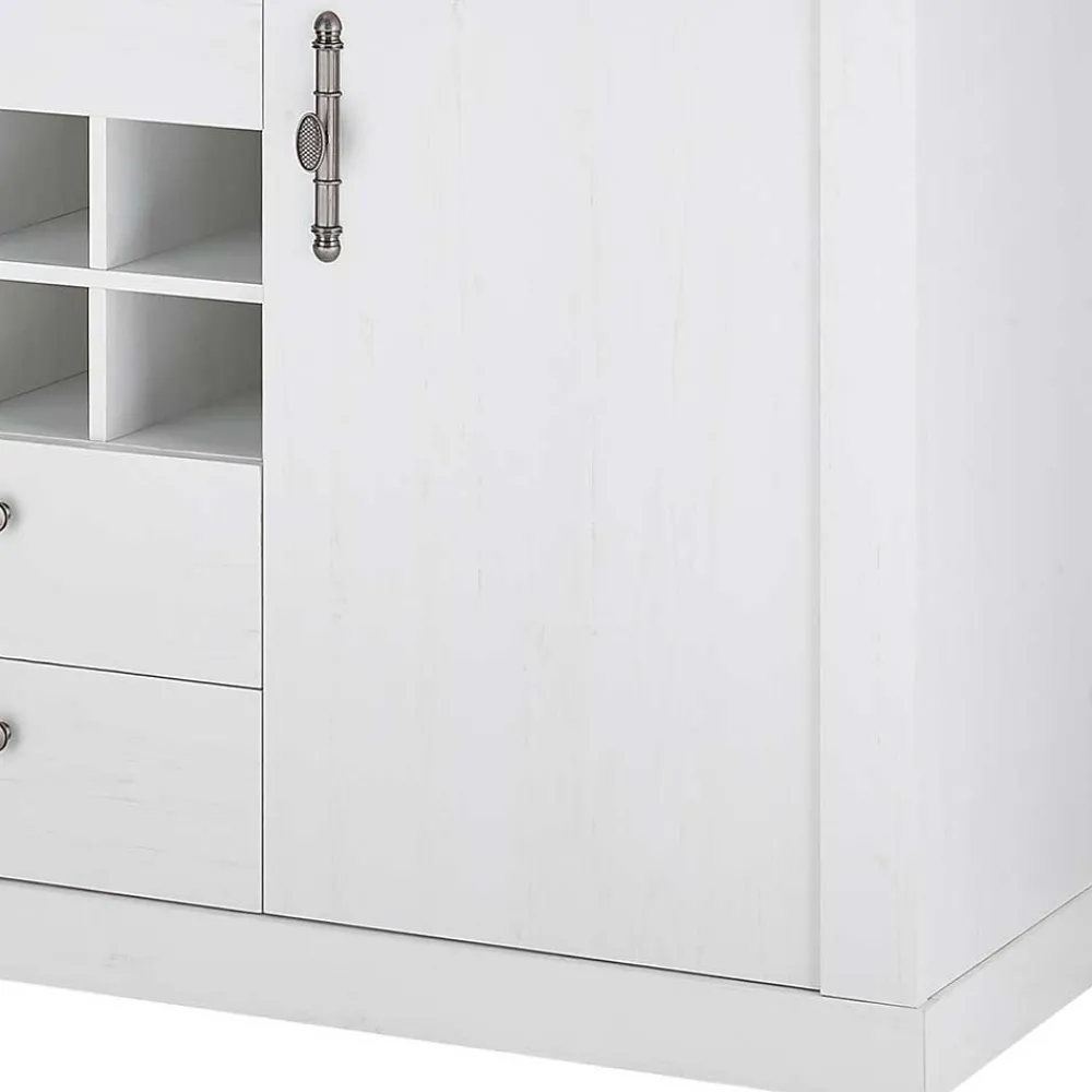 Wohnen Esszimmer Komplett*Esszimmermöbel Kombi in weißer Holzoptik Pinie - Liancos (vierteilig)