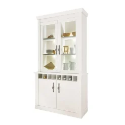 Wohnen Esszimmer Komplett*Esszimmermöbel Kombi in weißer Holzoptik Pinie - Liancos (vierteilig)