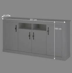 Wohnen Skandinavische Möbel|Wohnzimmer Komplett*Esszimmerschrank Set in weißer Holzoptik Pinie - Liancos (dreiteilig)