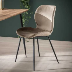 Wohnen Küchenstühle*Esszimmerstühle aus Samt Beige - Maudez (4er Set)