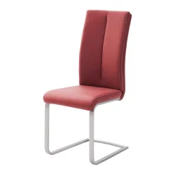 Wohnen Sessel|Wohnzimmerstühle*Esszimmerstuhl als Freischwinger in dunklem Rot Lioberta Kunstleder (4er Set)