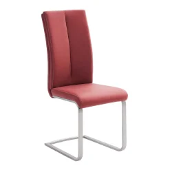 Wohnen Sessel|Wohnzimmerstühle*Esszimmerstuhl als Freischwinger in dunklem Rot Lioberta Kunstleder (4er Set)