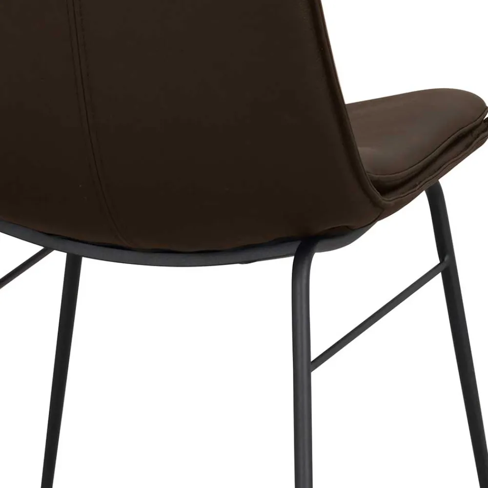 Wohnen Esszimmerstuhl aus Leder in Braun - Unkorian (2er Set)