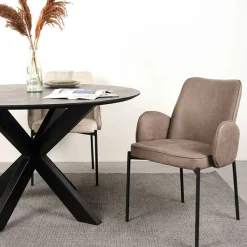 Wohnen Esszimmerstuhl in Taupe Microfaser - Ordinia (2er Set)