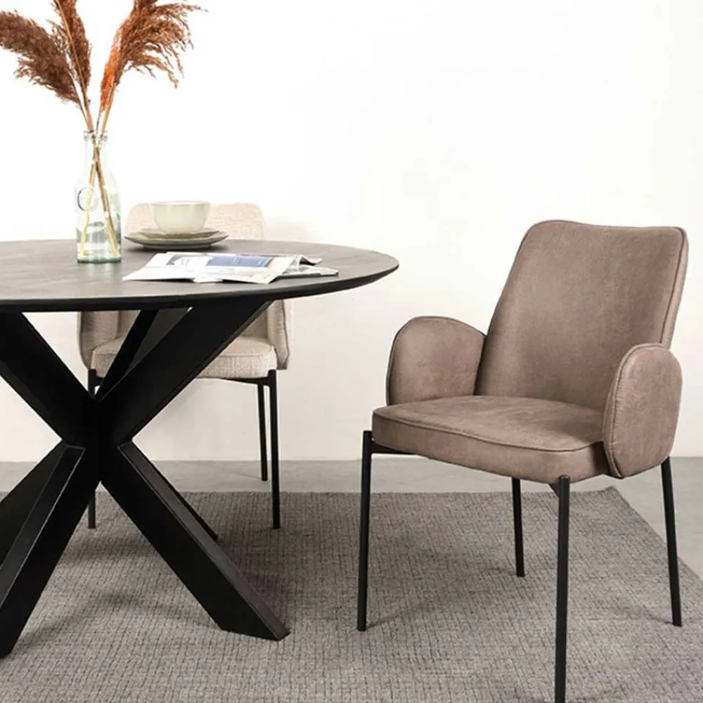 Wohnen Esszimmerstuhl in Taupe Microfaser - Ordinia (2er Set)