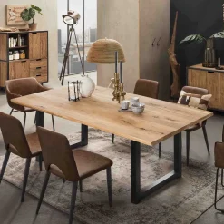 Wohnen Esszimmertisch aus Wildeiche mit Metallbeinen - Rasita