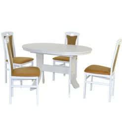 Wohnen Küchen-Essgruppen|Esszimmer Komplett*Esszimmertisch Gruppe in Weiß - Nemuro (fünfteilig)