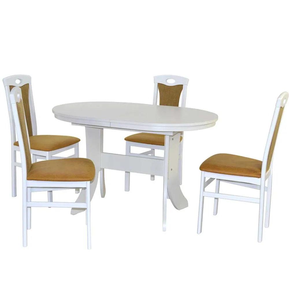 Wohnen Küchen-Essgruppen|Esszimmer Komplett*Esszimmertisch Gruppe in Weiß - Nemuro (fünfteilig)