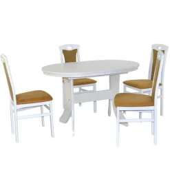 Wohnen Küchen-Essgruppen|Esszimmer Komplett*Esszimmertisch Gruppe in Weiß - Nemuro (fünfteilig)