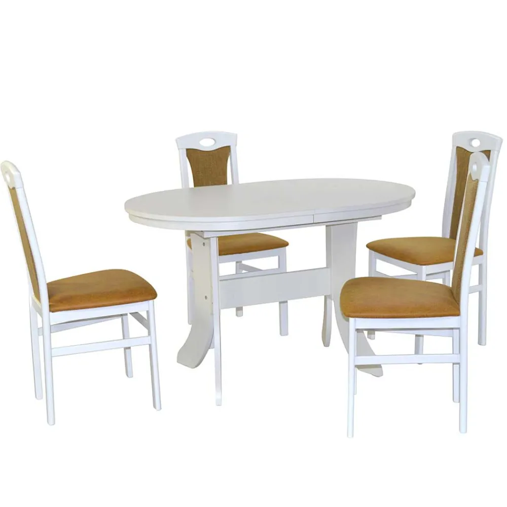 Wohnen Küchen-Essgruppen|Esszimmer Komplett*Esszimmertisch Gruppe in Weiß - Nemuro (fünfteilig)