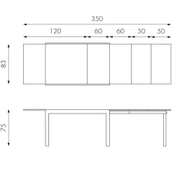 Wohnen Esszimmertisch in Grau Florian ausziehbar von 120cm auf 350cm