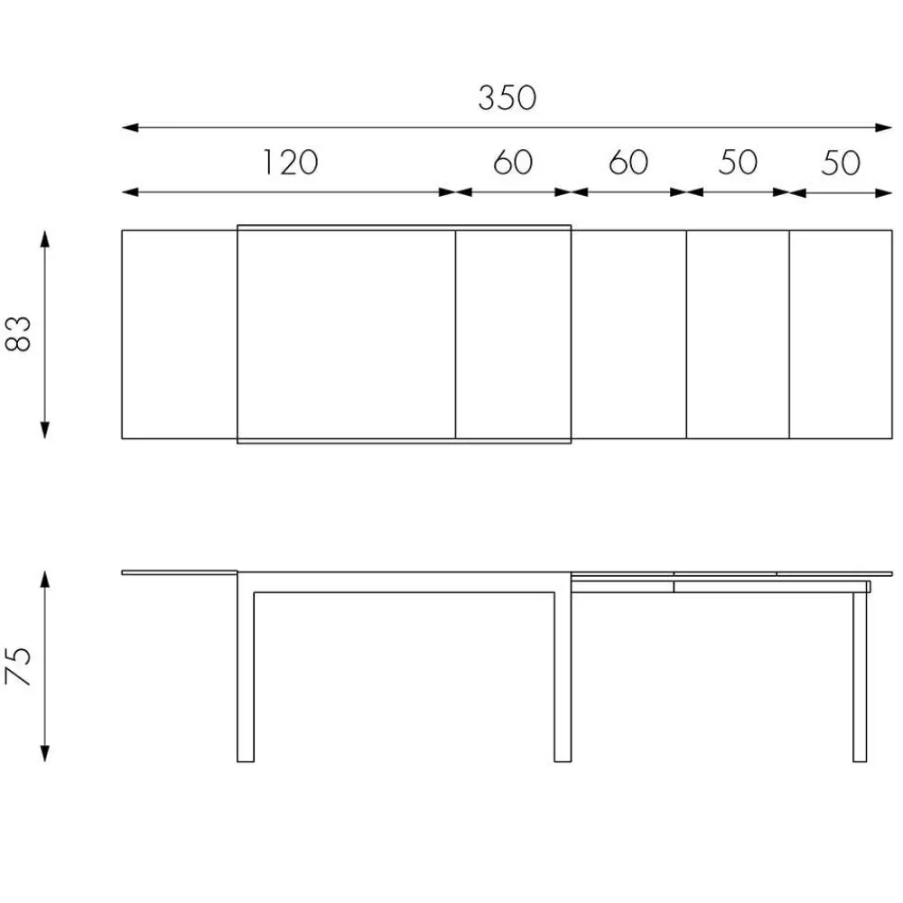 Wohnen Esszimmertisch in Grau Florian ausziehbar von 120cm auf 350cm