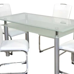 Wohnen Esszimmertisch mit Glasplatte & Stühle - Chepter (fünfteilig)