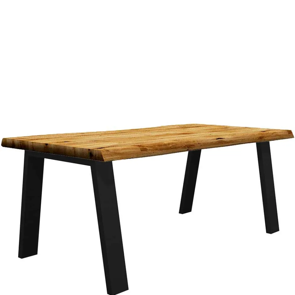 Wohnen Esszimmertisch mit Massivholzplatte Naturkante - Belafoma